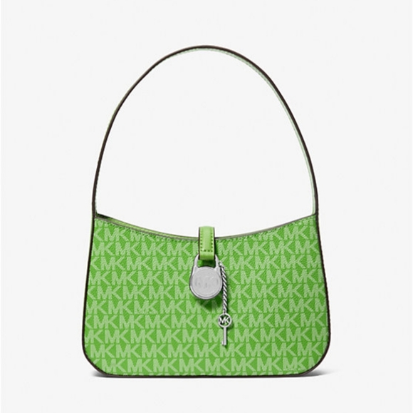 Michael Kors Handbags - Michael Kors Lira Small Signature Logo Pouchette: Jungle Green, 9×6.5×2, NWT